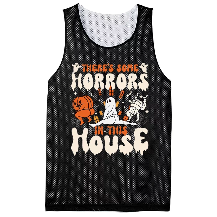 Theres Some Horrors In This House Ghost Pumpkin Halloween Mesh Reversible Basketball Jersey Tank