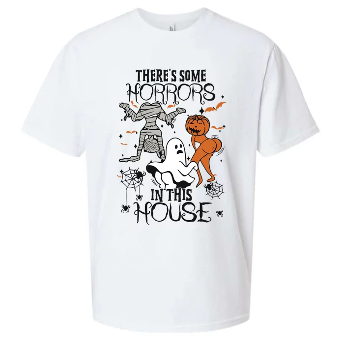 Theres Some Horrors In This House Funny Pumpkin Retro Halloween Spooky Sueded Cloud Jersey T-Shirt