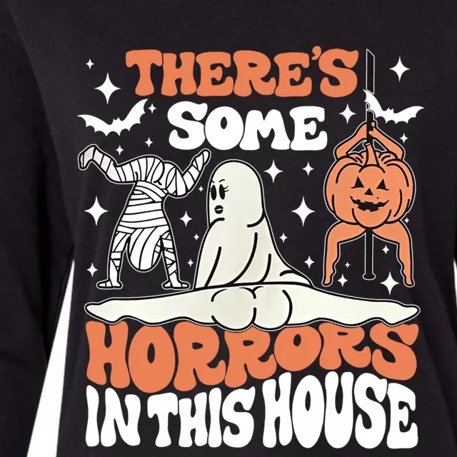 Theres Some Horrors In This House Funny Ghost Spooky Vibes Gift Womens Cotton Relaxed Long Sleeve T-Shirt