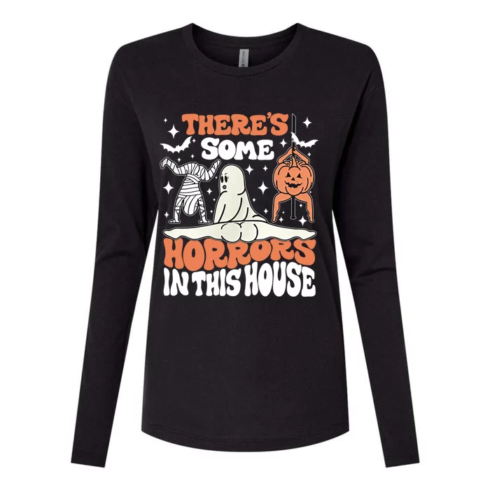 Theres Some Horrors In This House Funny Ghost Spooky Vibes Gift Womens Cotton Relaxed Long Sleeve T-Shirt