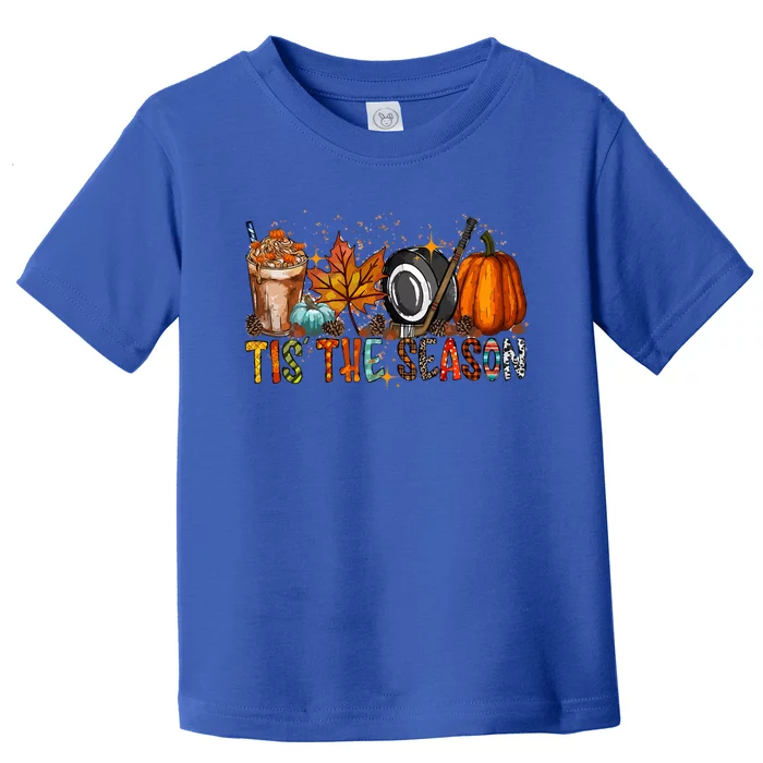 Tis Season Hockey Latte Leaves Hello Pumpkin Halloween Gift Toddler T-Shirt