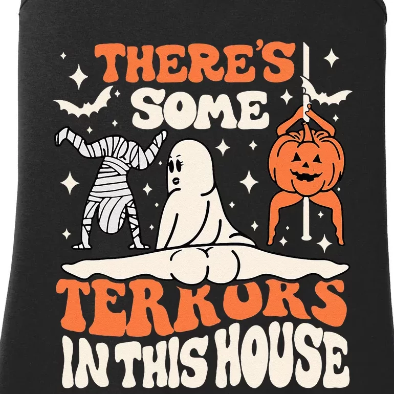 Theres Some Horrors In This House Ghost Pumpkin Halloween Ladies Essential Tank