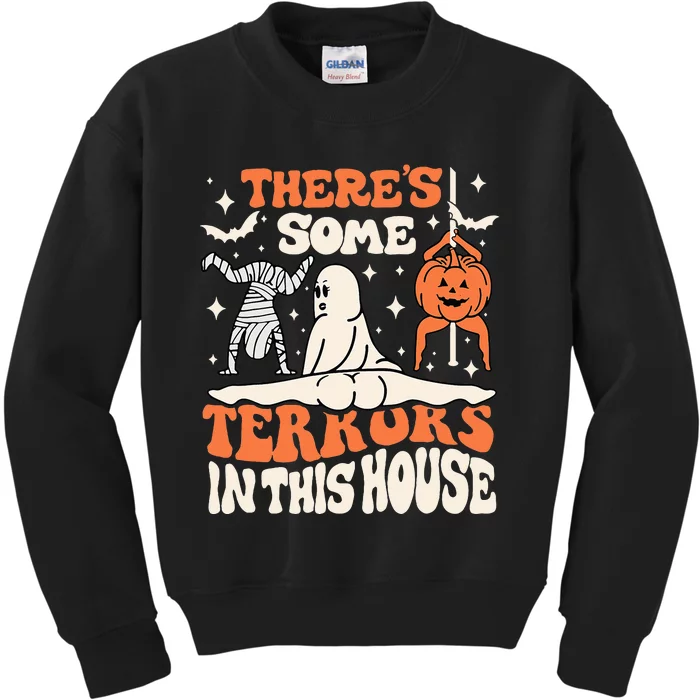 Theres Some Horrors In This House Ghost Pumpkin Halloween Kids Sweatshirt