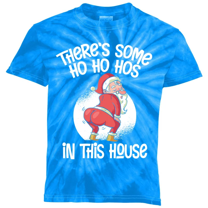 Theres Some Ho Ho Hos In This House Twerking Santa Claus Kids Tie-Dye T-Shirt