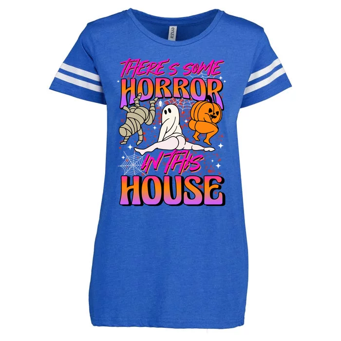 Theres Some Horrors In This House Ghost Pumpkin Halloween Gift Enza Ladies Jersey Football T-Shirt