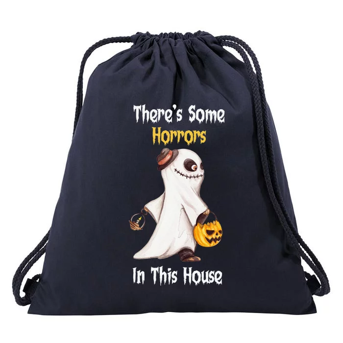 Theres Some Horrors In This House Funny Halloween Drawstring Bag