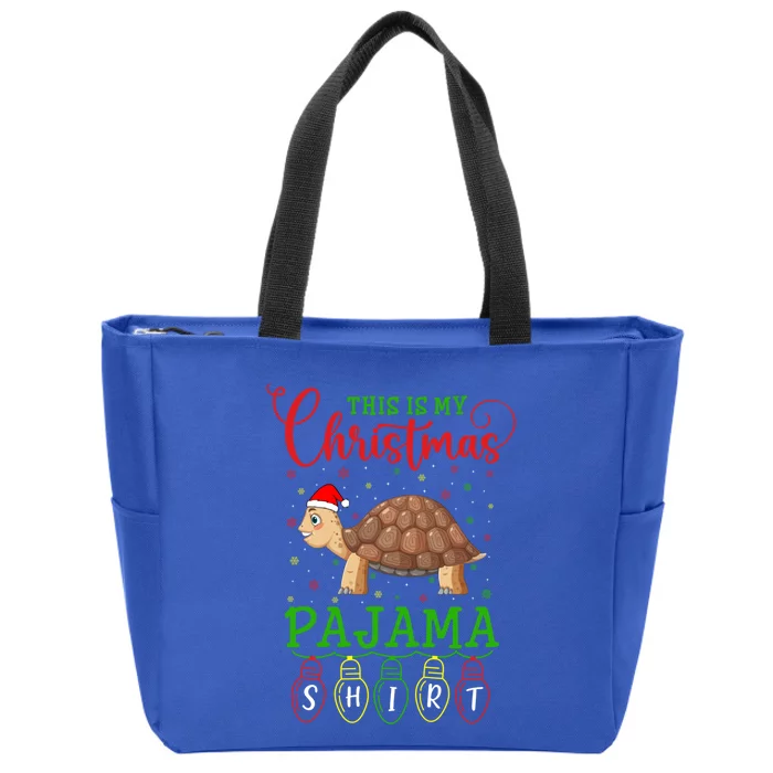 Turtle Santa Hat Xmas Light This Is My Christmas Pajama Meaningful Gift Zip Tote Bag