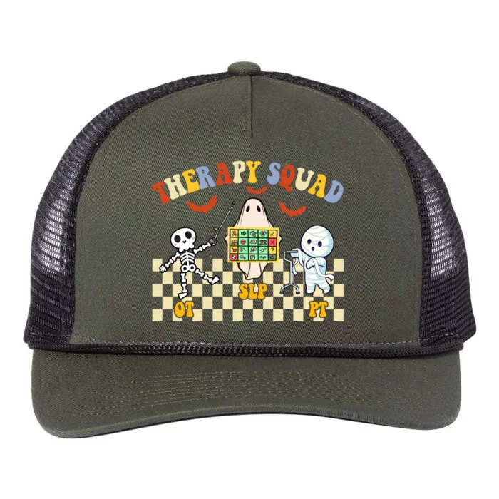 Therapy Squad Halloween Slp Ot Pt Team Retro Rope Trucker Hat Cap