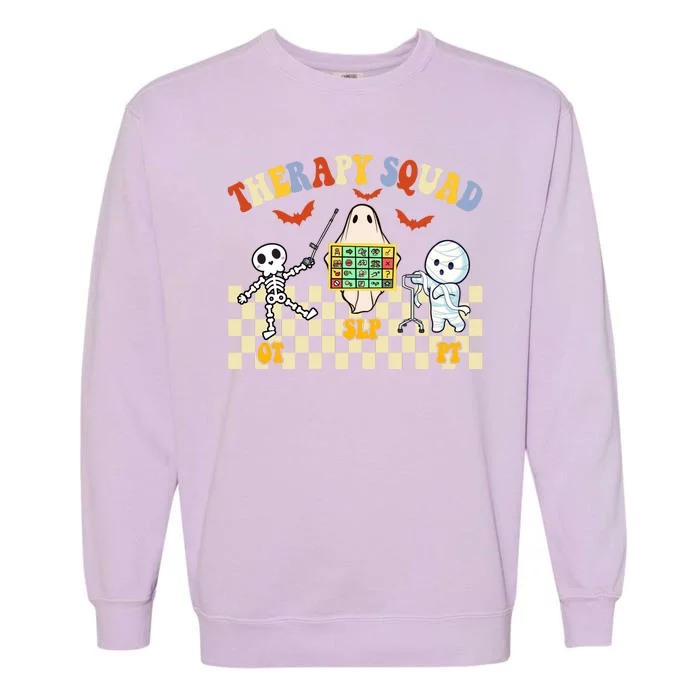 Therapy Squad Halloween Slp Ot Pt Team Garment-Dyed Sweatshirt