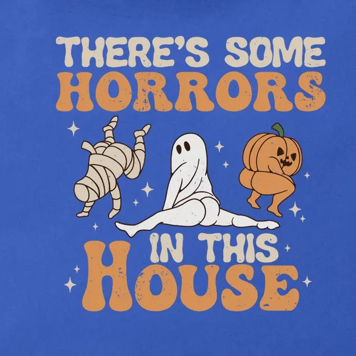 Theres Some Horrors In This House Halloween Pumpkin Ghost Gift Zip Tote Bag