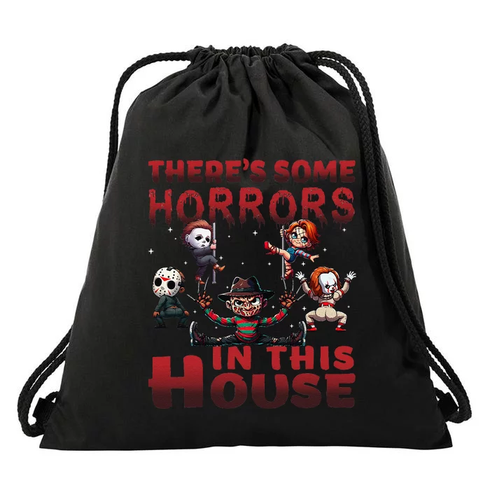 ThereS Some Horrors In This House Funny Horror Characters Gift Drawstring Bag