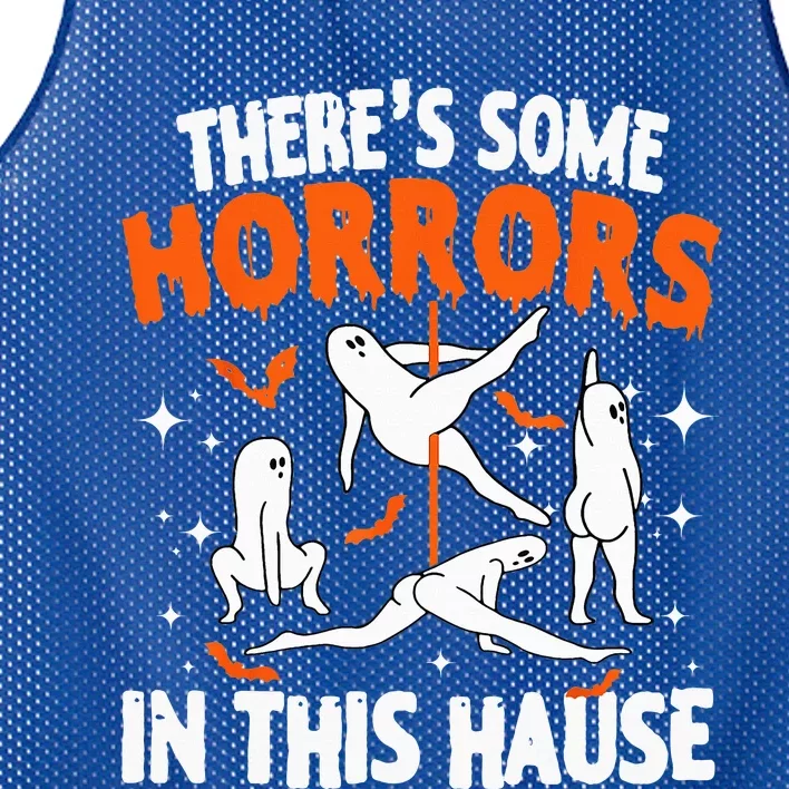 Theres Some Horrors In This House Ghost Pumpkin Halloween Mesh Reversible Basketball Jersey Tank