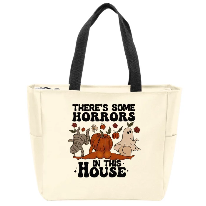 Theres Some Horrors In This House Funny Halloween Twerk Zip Tote Bag