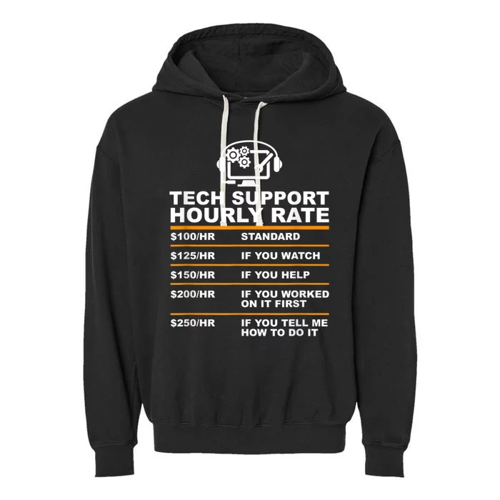 Tech Support Hourly Rate, Tech Computer Geek Gifts Garment-Dyed Fleece Hoodie