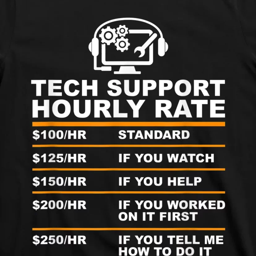 Tech Support Hourly Rate, Tech Computer Geek Gifts T-Shirt