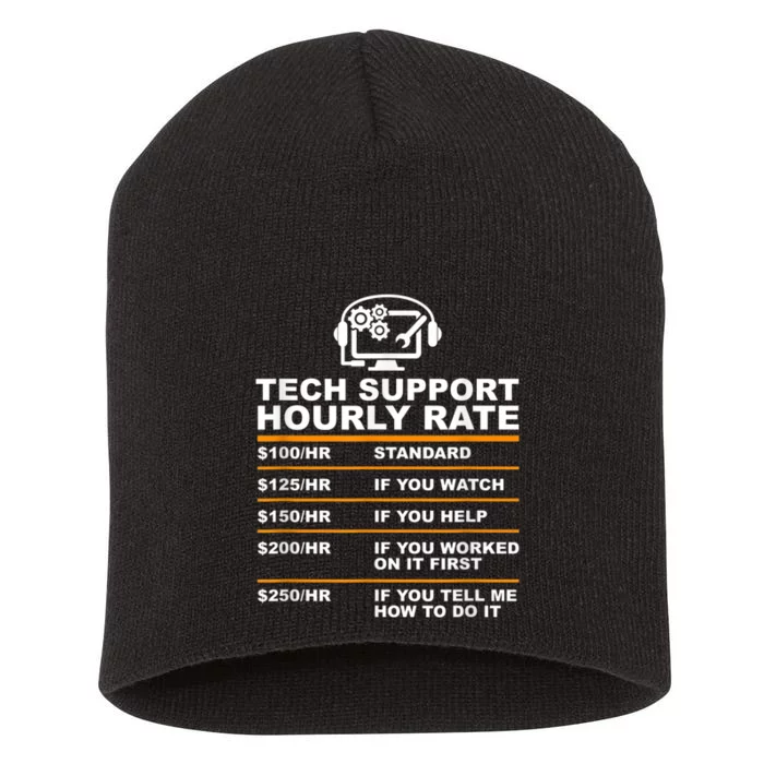 Tech Support Hourly Rate, Tech Computer Geek Gifts Short Acrylic Beanie