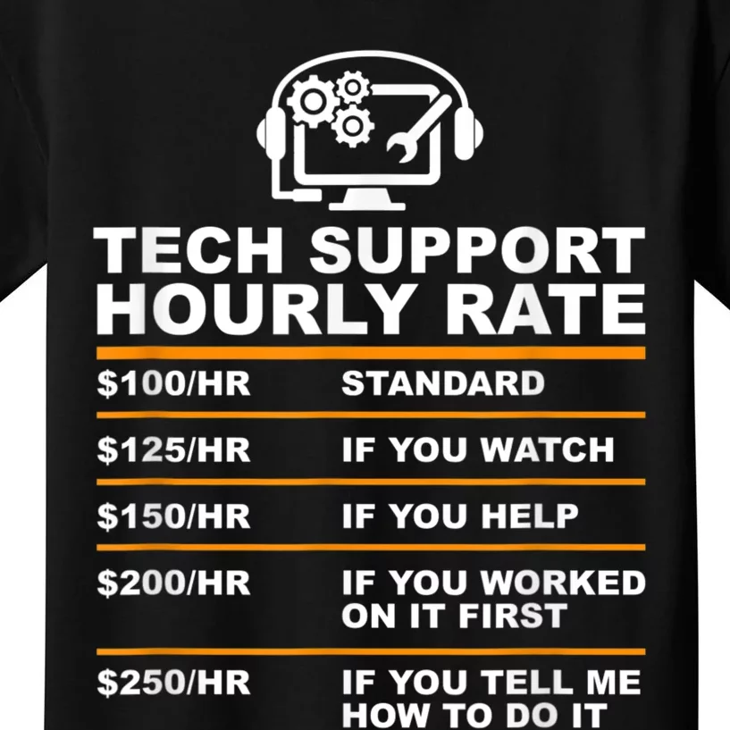 Tech Support Hourly Rate, Tech Computer Geek Gifts Kids T-Shirt