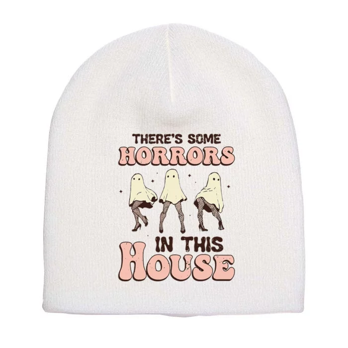 Theres Some Horrors In This House Ghost Pumpkin Halloween Short Acrylic Beanie