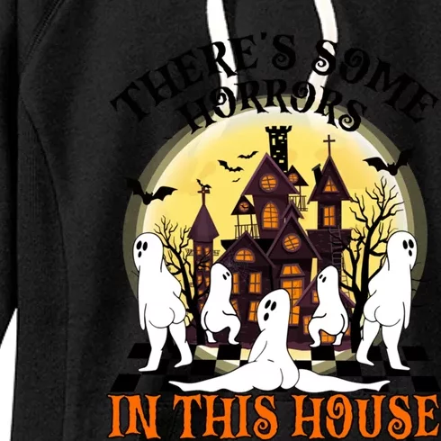 Theres Some Horrors In This House Pumpkin Ghost Halloween Gift Women's Fleece Hoodie