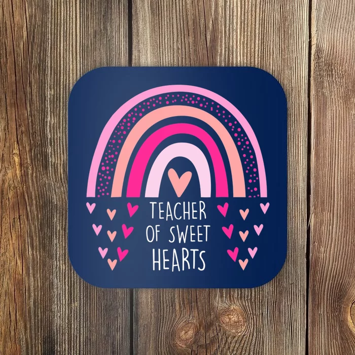 Teacher Sweet Hearts Rainbow PreK Teacher Valentines Day Coaster