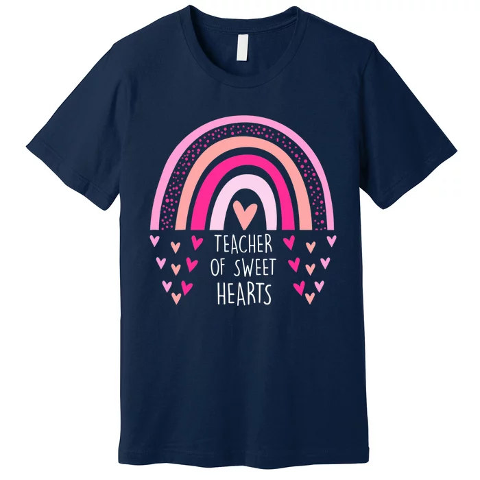 Teacher Sweet Hearts Rainbow PreK Teacher Valentines Day Premium T-Shirt