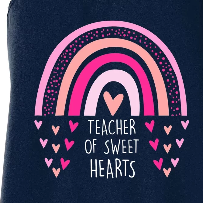 Teacher Sweet Hearts Rainbow PreK Teacher Valentines Day Women's Racerback Tank