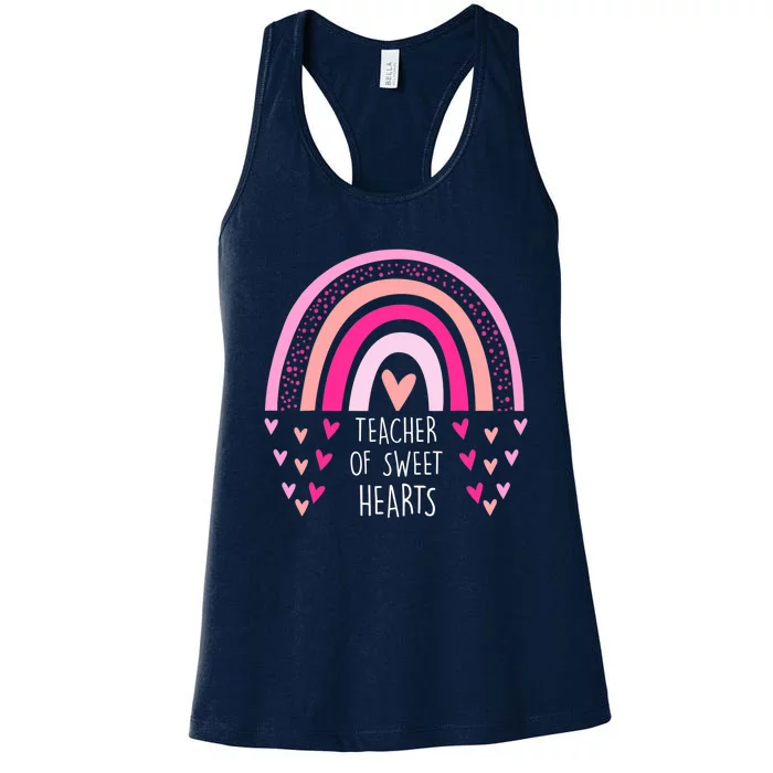 Teacher Sweet Hearts Rainbow PreK Teacher Valentines Day Women's Racerback Tank