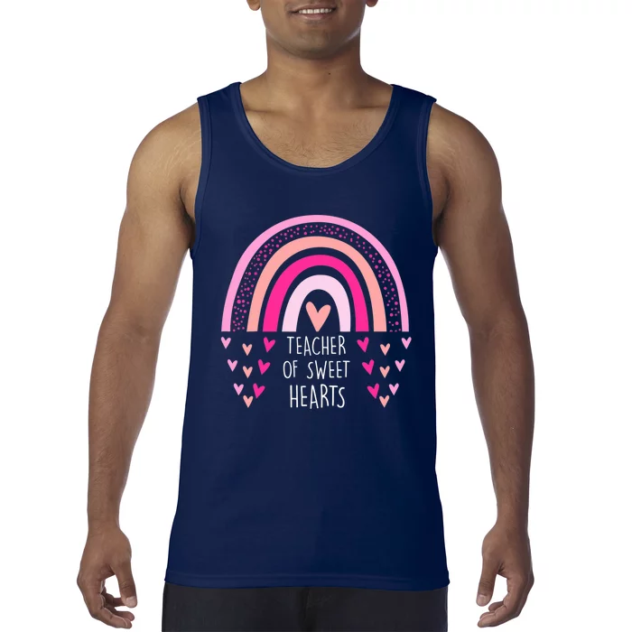 Teacher Sweet Hearts Rainbow PreK Teacher Valentines Day Tank Top