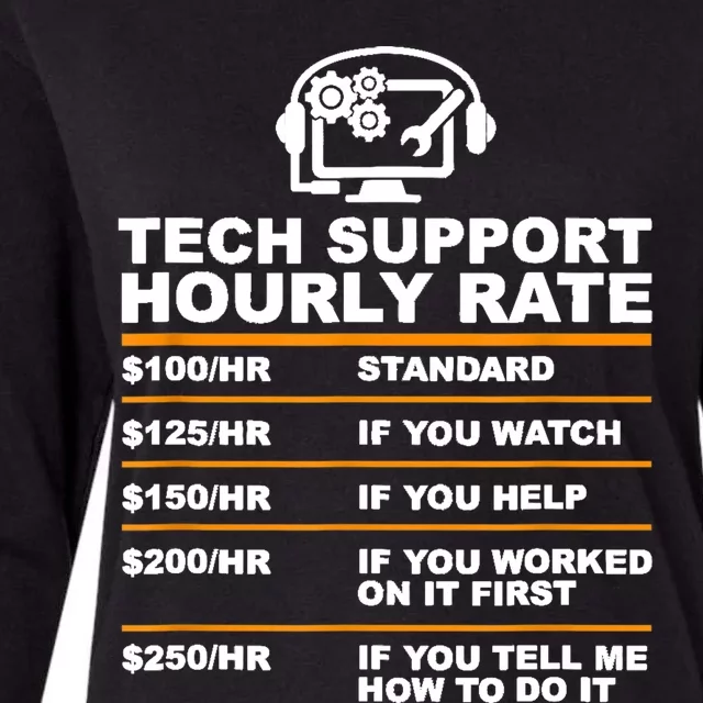 Tech Support Hourly Rate Tech Computer Geek Funny Gift Womens Cotton Relaxed Long Sleeve T-Shirt