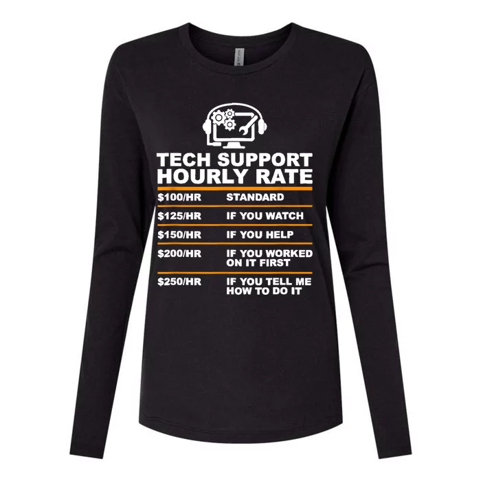 Tech Support Hourly Rate Tech Computer Geek Funny Gift Womens Cotton Relaxed Long Sleeve T-Shirt