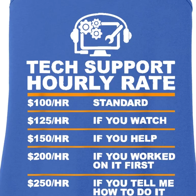 Tech Support Hourly Rate Tech Computer Geek Funny Gift Ladies Essential Tank