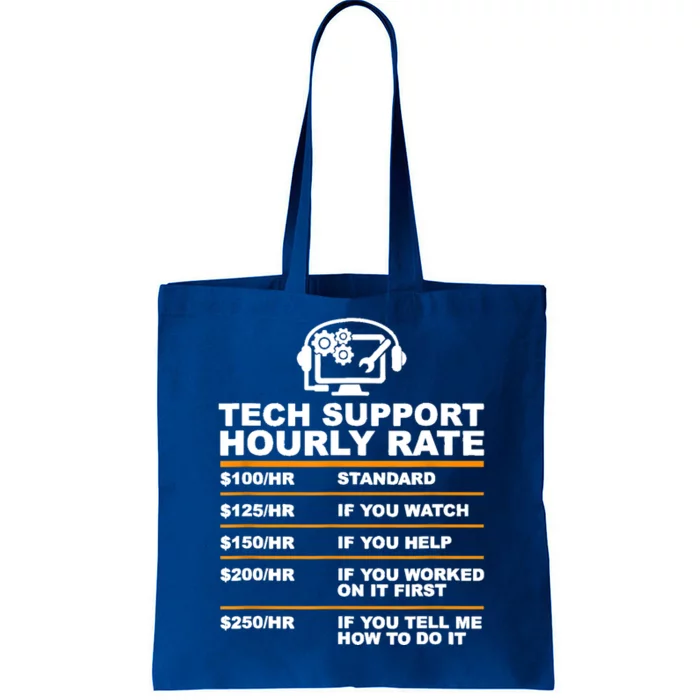 Tech Support Hourly Rate Tech Computer Geek Funny Gift Tote Bag