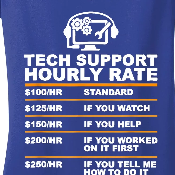 Tech Support Hourly Rate Tech Computer Geek Funny Gift Women's V-Neck T-Shirt