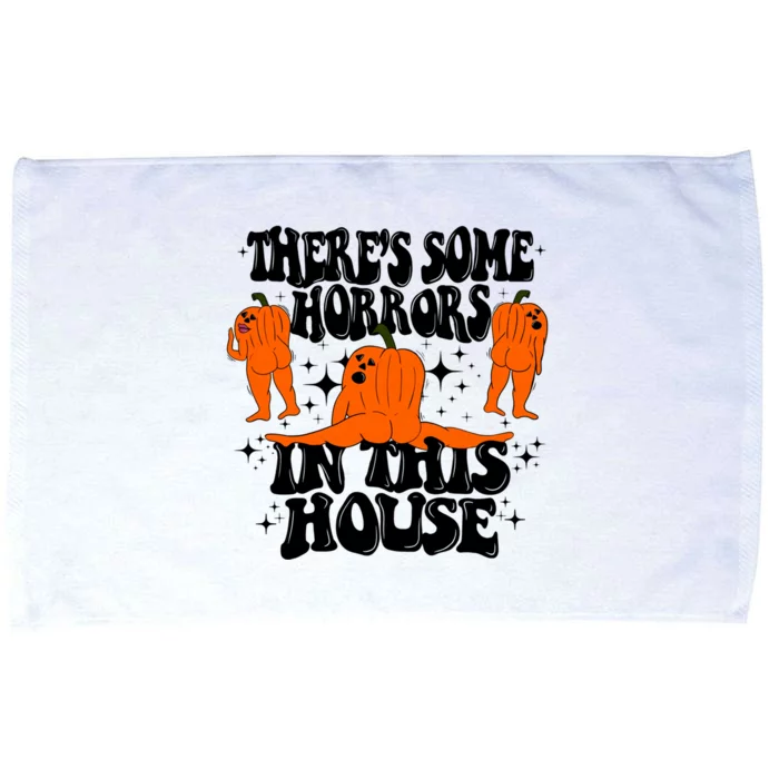 Theres Some Horrors In This House Pumpkin Ghost Halloween Great Gift Microfiber Hand Towel