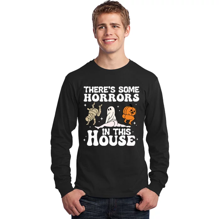 There's Some Horrors In This House Ghost Pumpkin Halloween Long Sleeve Shirt