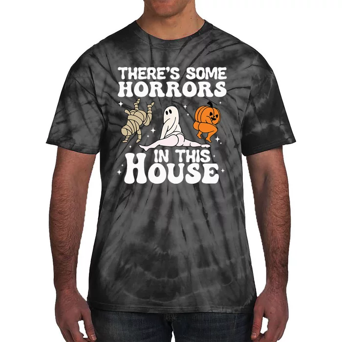 There's Some Horrors In This House Ghost Pumpkin Halloween Tie-Dye T-Shirt