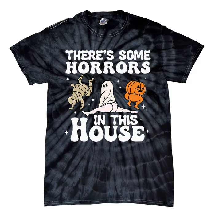 There's Some Horrors In This House Ghost Pumpkin Halloween Tie-Dye T-Shirt