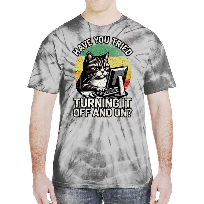 Tech Support Humor I Cat Tech Engineer I Computer It Guy Tie-Dye T-Shirt