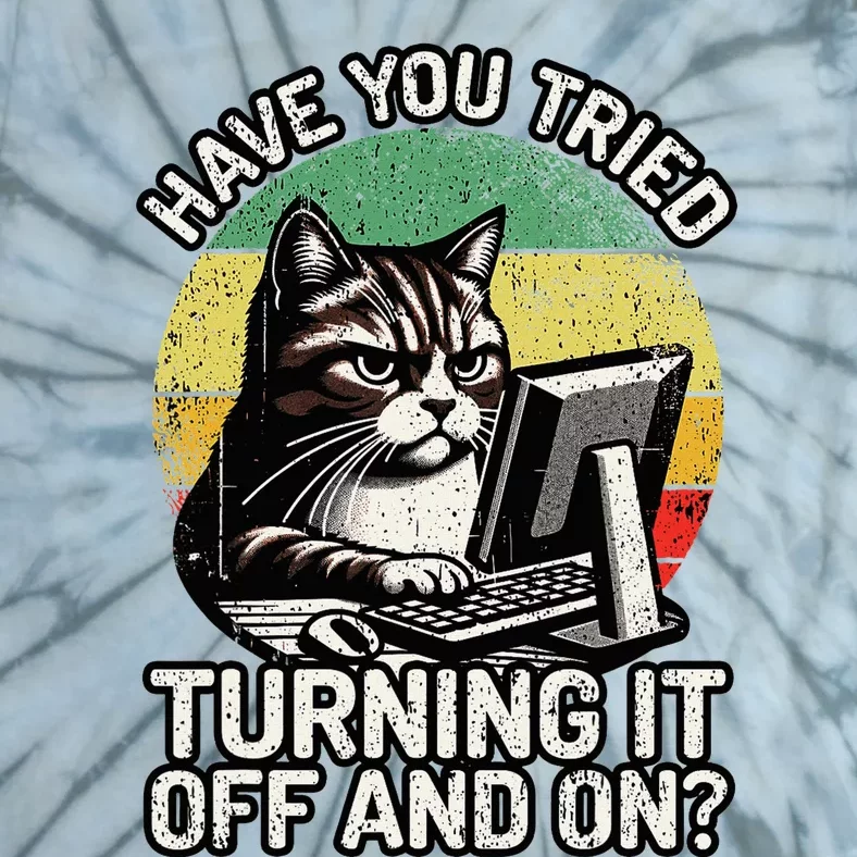 Tech Support Humor I Cat Tech Engineer I Computer It Guy Tie-Dye T-Shirt