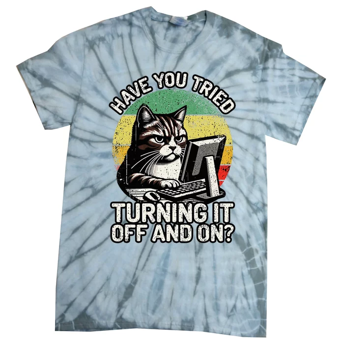 Tech Support Humor I Cat Tech Engineer I Computer It Guy Tie-Dye T-Shirt