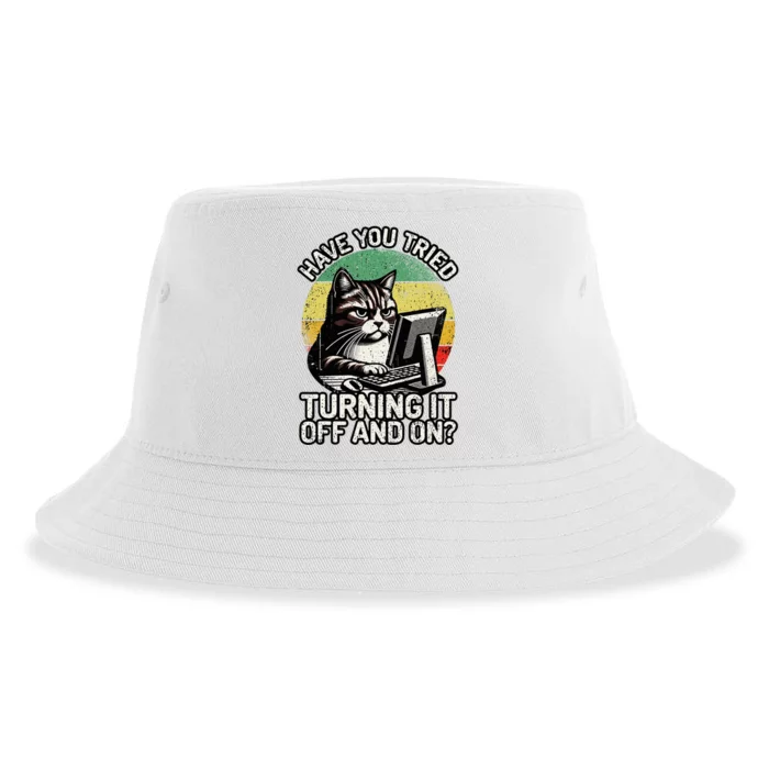 Tech Support Humor I Cat Tech Engineer I Computer It Guy Sustainable Bucket Hat