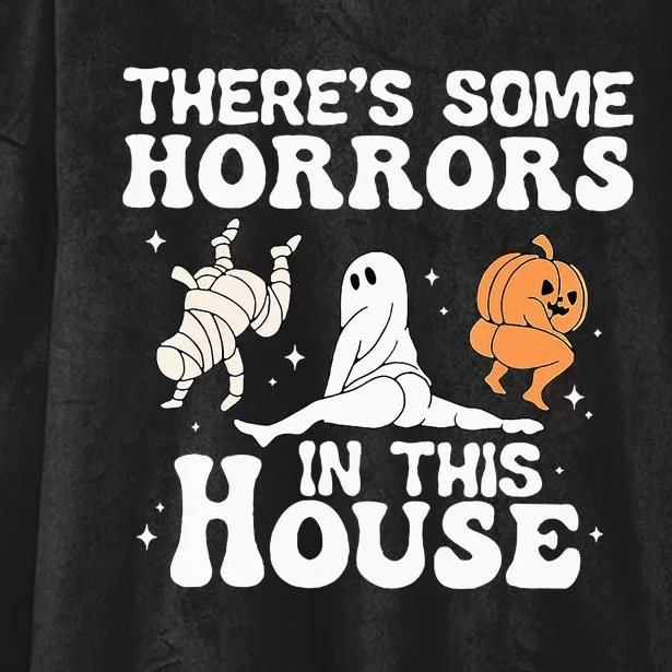 Theres Some Horrors In This House Halloween Pumpkin Ghost Hooded Wearable Blanket