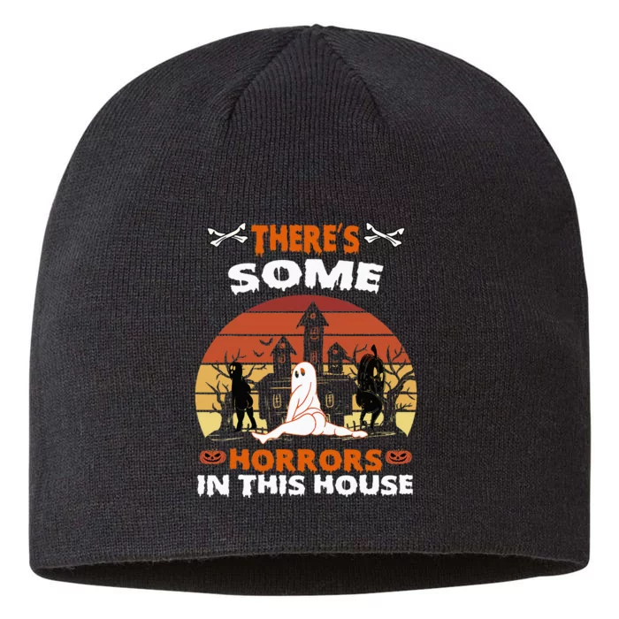 Theres Some Horrors In This House Funny Retro Halloween 8 1/2in Sustainable Knit Beanie