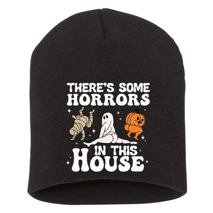 Theres Some Horrors In This House Ghost Pumpkin Halloween Short Acrylic Beanie