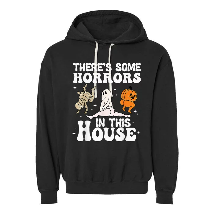 Theres Some Horrors In This House Ghost Pumpkin Halloween Garment-Dyed Fleece Hoodie