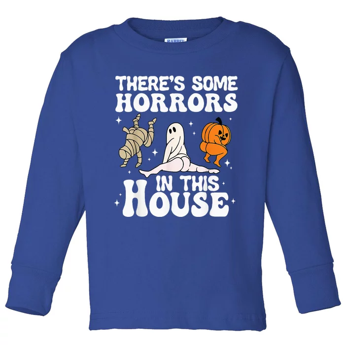 Theres Some Horrors In This House Ghost Pumpkin Halloween Toddler Long Sleeve Shirt