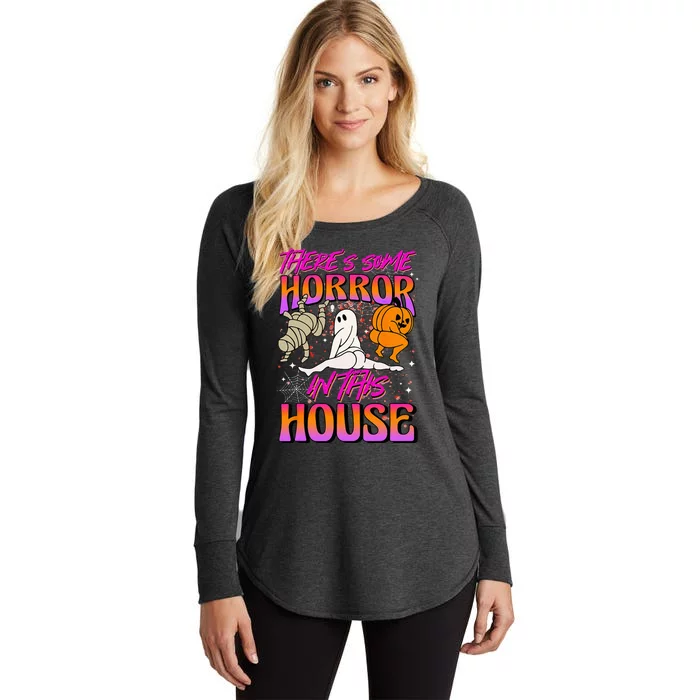 Theres Some Horrors In This House Ghost Pumpkin Halloween Women's Perfect Tri Tunic Long Sleeve Shirt