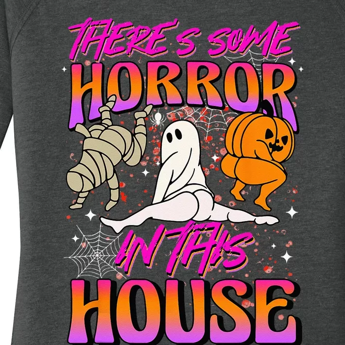 Theres Some Horrors In This House Ghost Pumpkin Halloween Women's Perfect Tri Tunic Long Sleeve Shirt