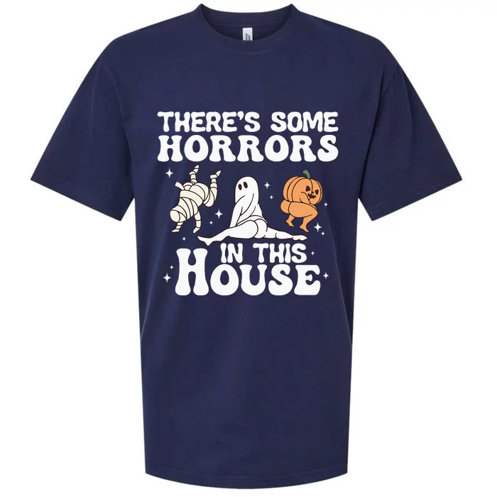 There’s Some Horrors In This House Funny Halloween Pumpkin Sueded Cloud Jersey T-Shirt