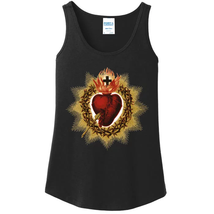 The Sacred Heart Of Jesus Catholic Icon Ladies Essential Tank